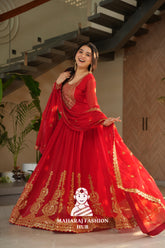 πΈ Classic Round Neck Ethnic Gown with Sequins Embroidery - Special Designer Gown